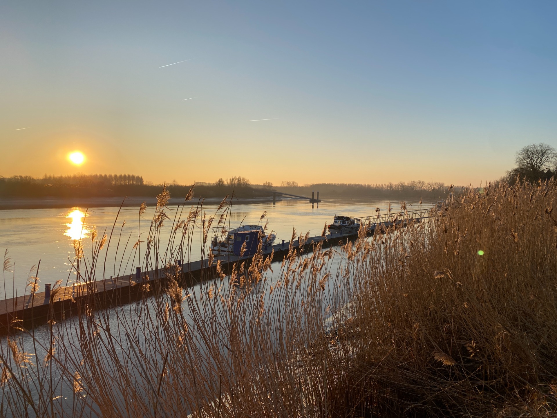 Foto Durme Hamme ondergaande zon boten